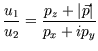 $\displaystyle \frac{u_1}{u_2}=\frac{p_z+ \vert\vec p\vert}{p_x + i p_y} $