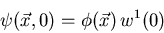 \begin{displaymath}
\psi(\vec x,0)=\phi(\vec x)  w^1(0)\nn
\end{displaymath}