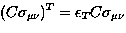 $ \left( C \sigma_{\mu \nu} \right)^T =\epsilon_T 
C \sigma_{\mu\nu} $